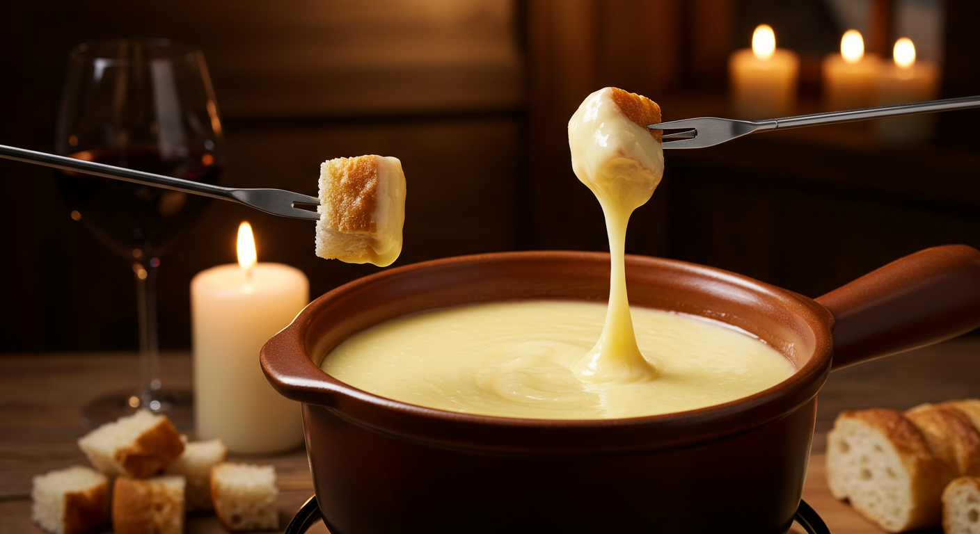 Schweizer Fondue Bourguignonne am Tisch